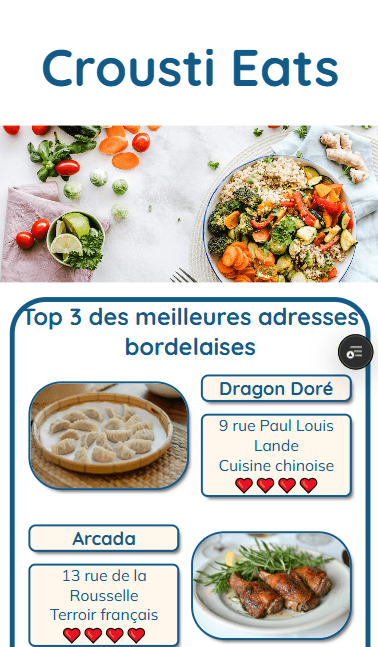 Capture d'écran du site Crousti Eat.